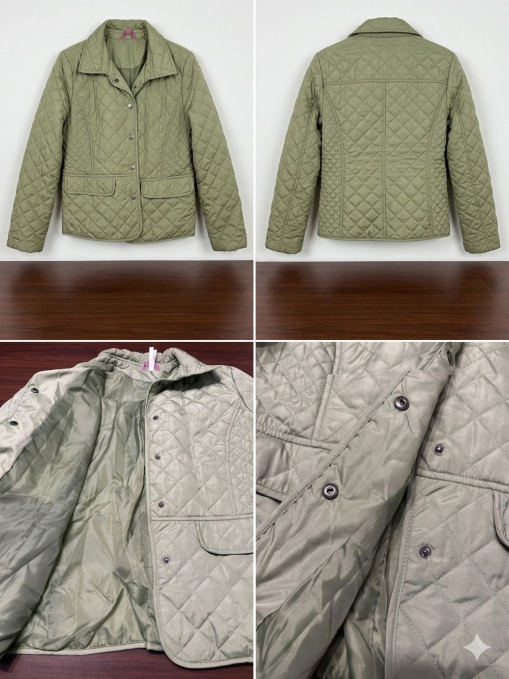 Pink Platinum Quilted Olive Green Bomber Jacket
